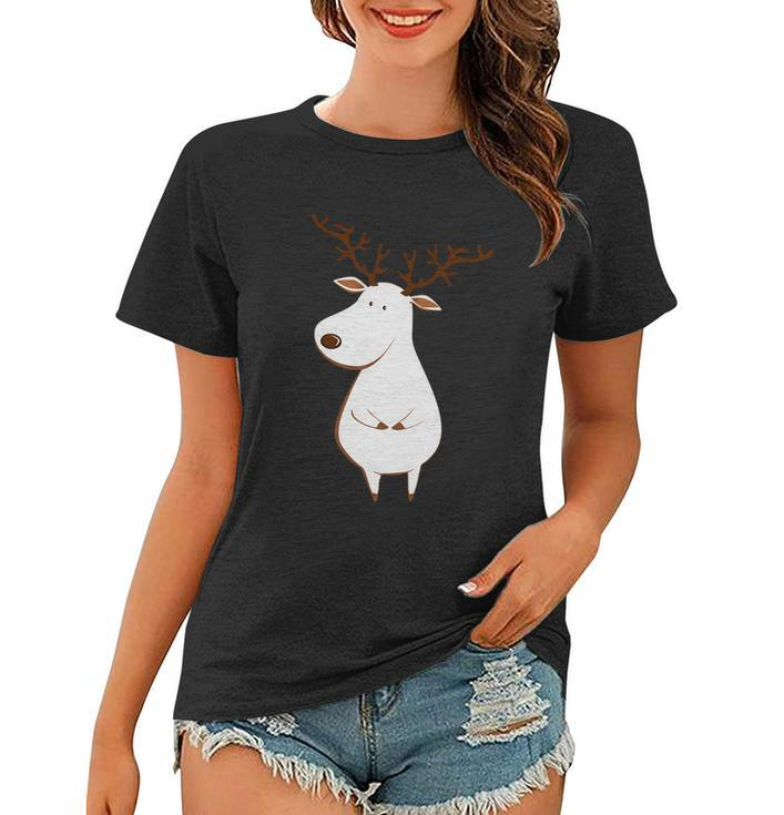 Cute Deer Albino Funny White Reindeer Ugly Christmas Sweater Cool Gift Women T-shirt