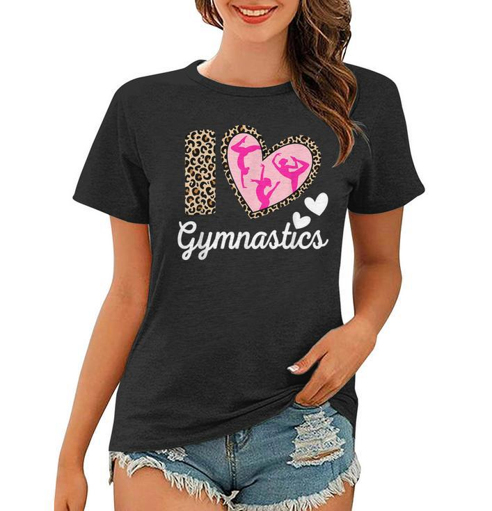 Cute I Love Gymnastics Leopard Print Women Girls Acrobat  Women T-shirt
