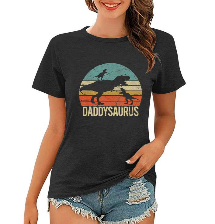 Daddy Dinosaur Daddysaurus 2 Two Christmas For Dad V4 Women T-shirt