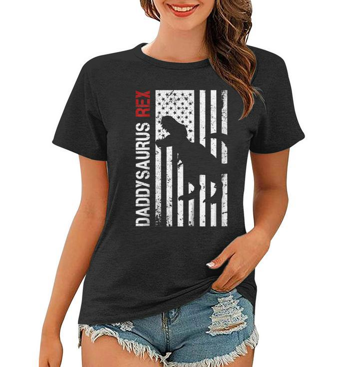 Daddysaurus Rex Flag Tshirt Funny Fathers Day Gift Idea Women T-shirt