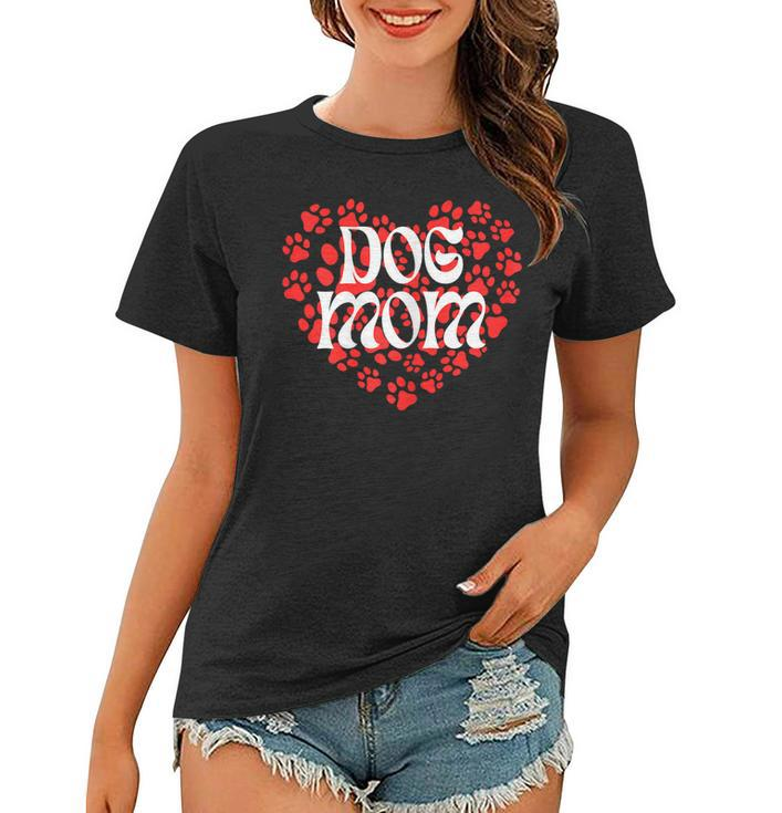 Dog Mom Heart Shape Paw Prints For Dog Lovers  Gift For Womens Women T-shirt