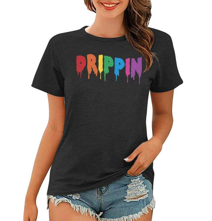 Drippin Colorful Rainbow Hip Hop Lovers Dripping Sauce Women T-shirt