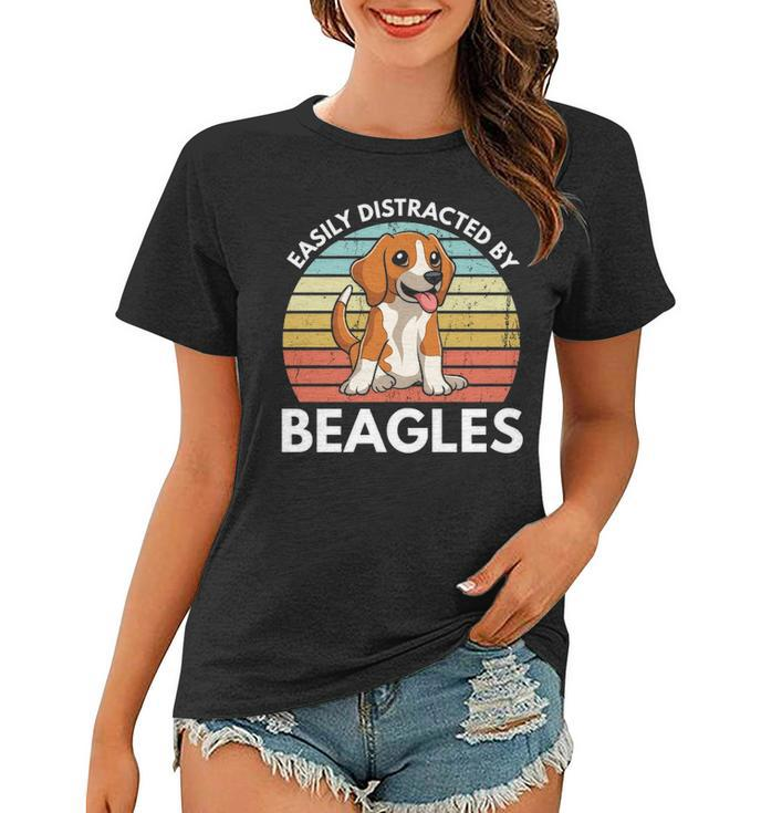 Easily Distracted By Beagles Funny Beagle Dog Mom Gift Women T-shirt