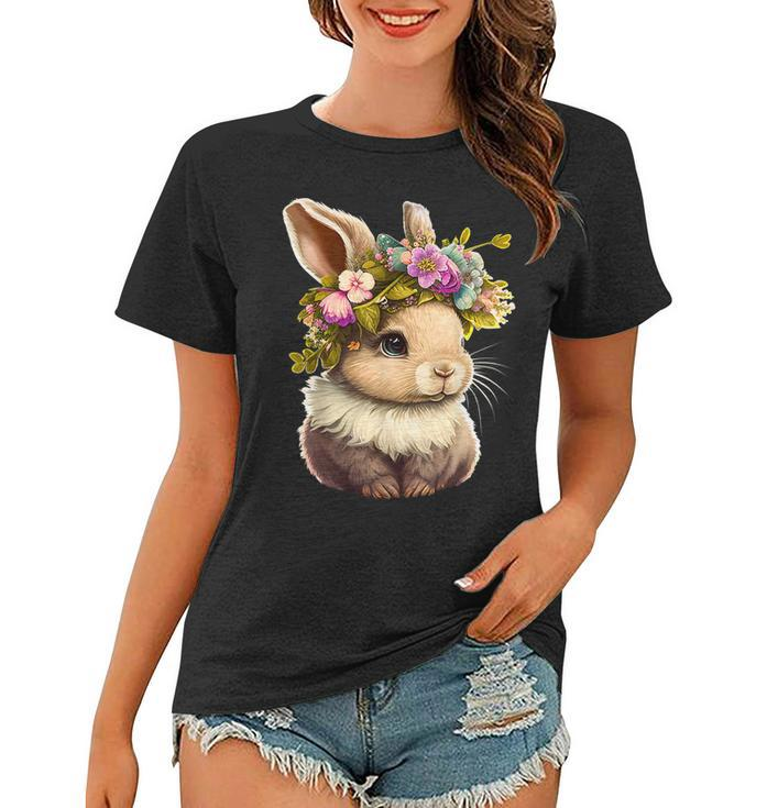Easter Bunny Rabbit Women - Happy Bunny Flower Graphic Girls Women T-shirt