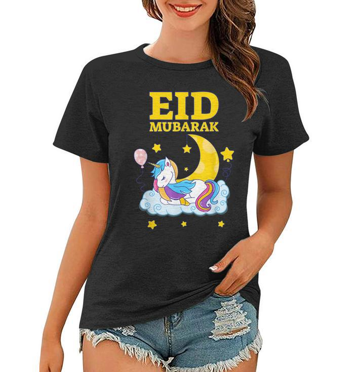 Eid Mubarak Present For Kids Mom Girls Eid Mubarak Unicorn  Women T-shirt
