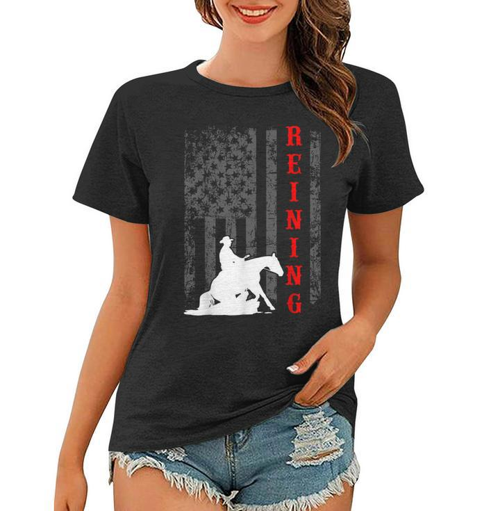 Equestrian Flag July 4Th Patriotic Horse Gifts Reining Horse  Women T-shirt