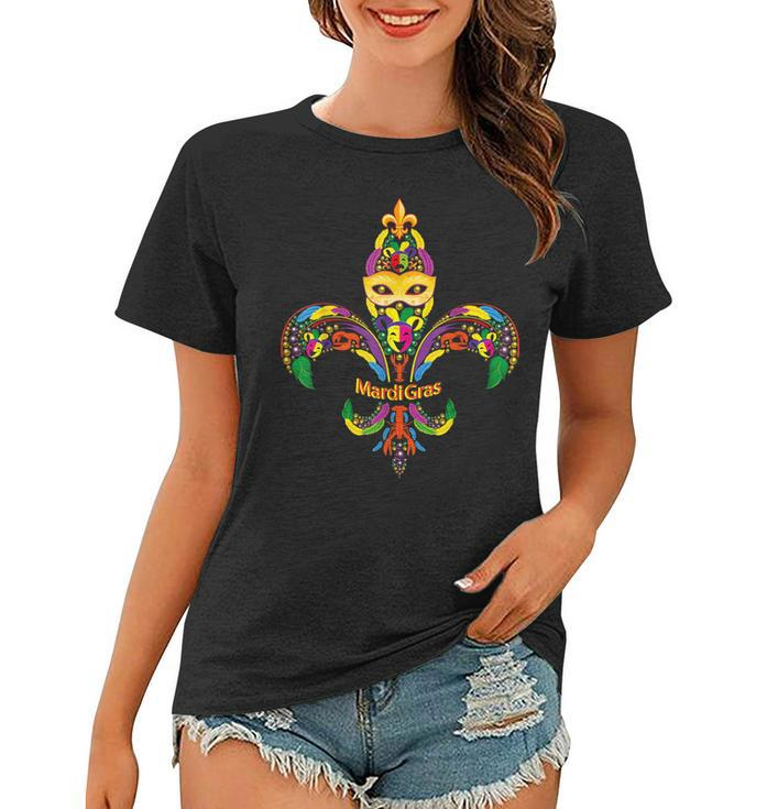 Fleur De Lis & Mardi Gras Mask & Beads New Orleans Souvenir  Women T-shirt