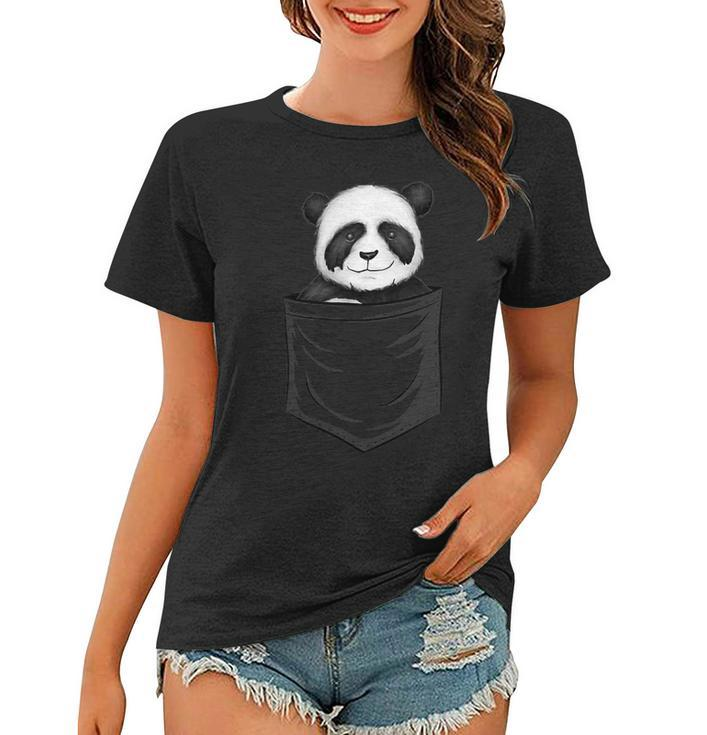 For Panda Lovers Cute Panda Bear In Pocket  Women T-shirt