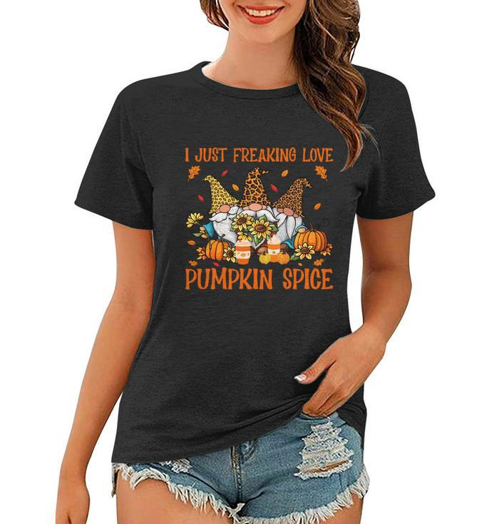 Freaking Love Pumpkin Spice Thanksgiving Gnome Sunflower Gift Women T-shirt