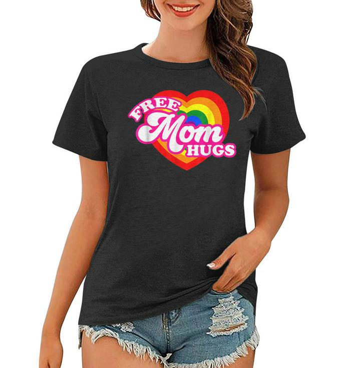 Free Mom Hugs With Rainbow Flag Heart For Women Lgbtq  Women T-shirt