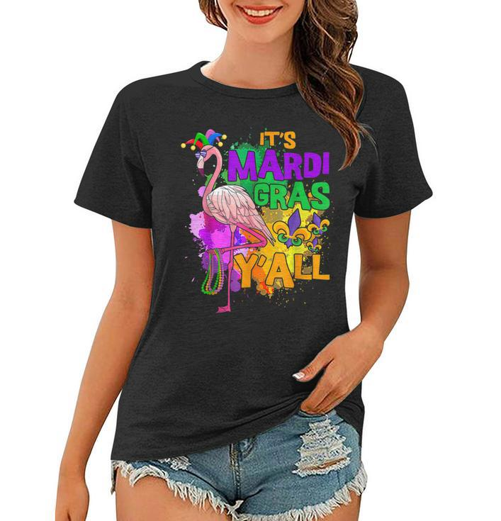 Funny Carnival Party Gift Idea Flamingo Mardi Gras V5 Women T-shirt