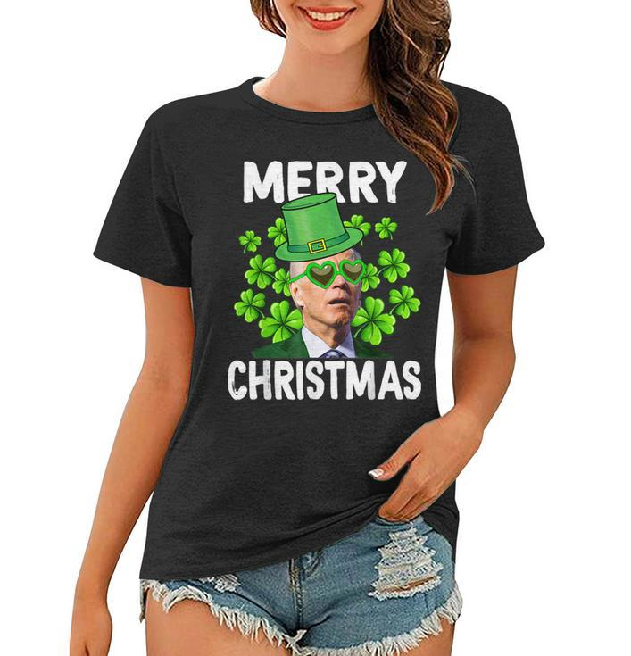 Funny Joe Biden Merry Christmas Confused St Patricks Day  V3 Women T-shirt