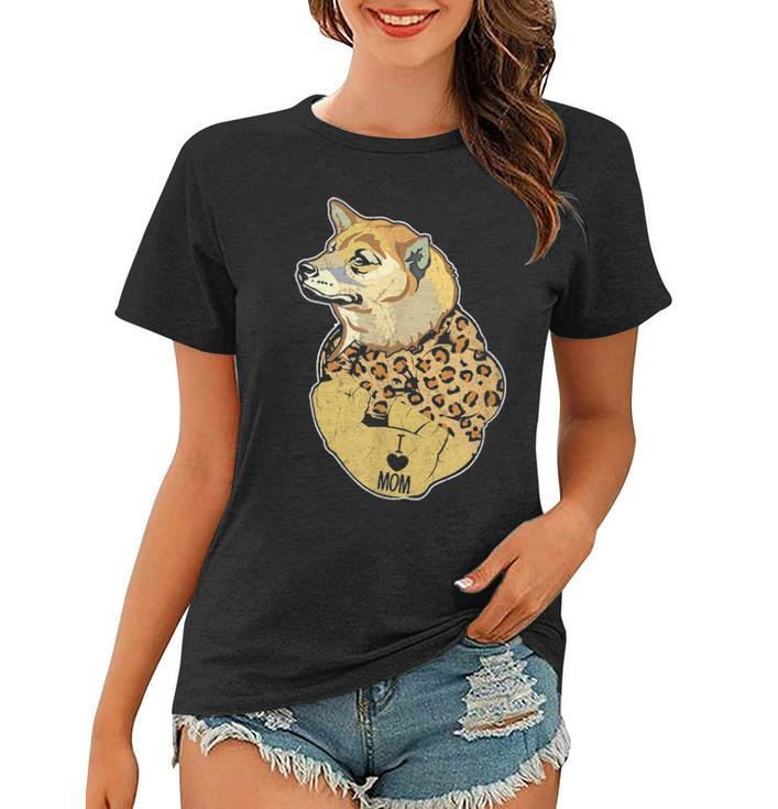 Funny Leopard Dog Shiba Mom Costume Mothers Day Gift Women T-shirt