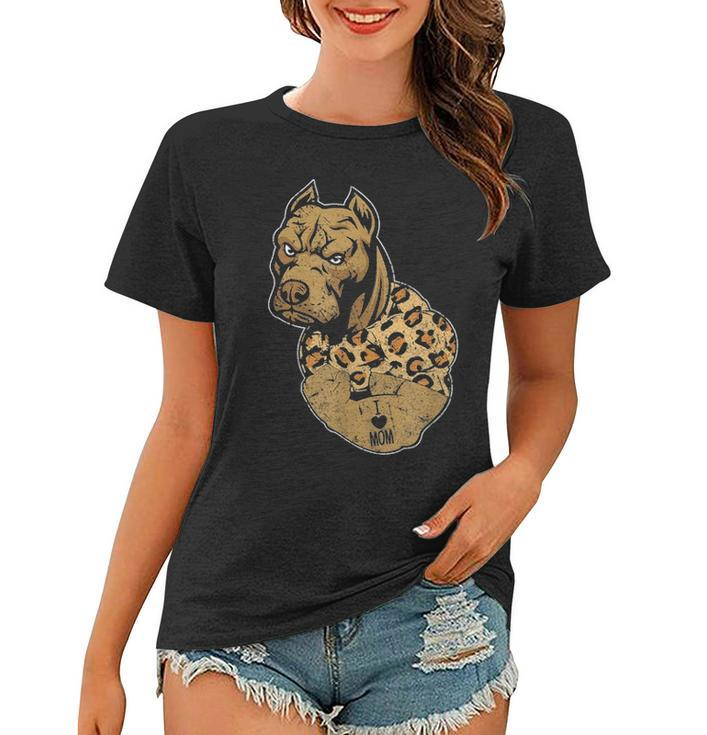 Funny Leopard Pitbull Mom Costume Mothers Day Gift Women T-shirt