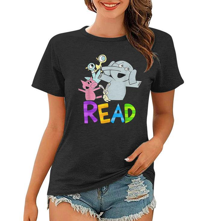 Funny Library Teacher Read Book Club Piggie Elephant Pigeons  Women T-shirt