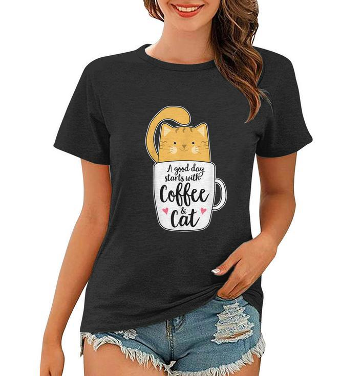 Funny Orange Cat Coffee Mug Tshirt Cat Lover Women T-shirt