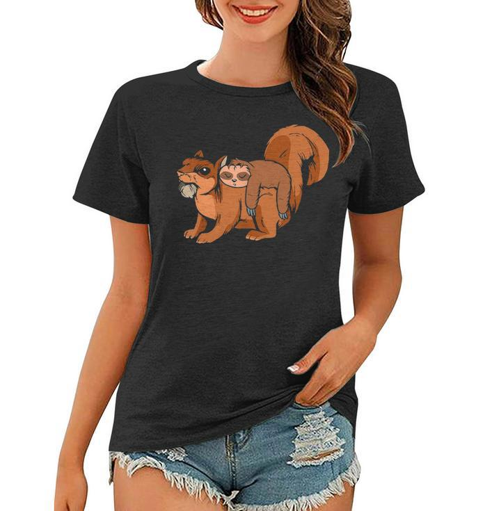 Funny Sloth Riding Squirrel Sloth Lover Gift Women T-shirt