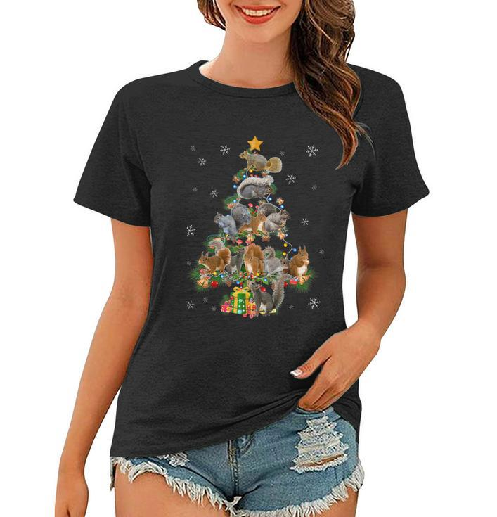 Funny Squirrel Christmas Tree Squirrel Lover Xmas Gifts Tshirt Women T-shirt