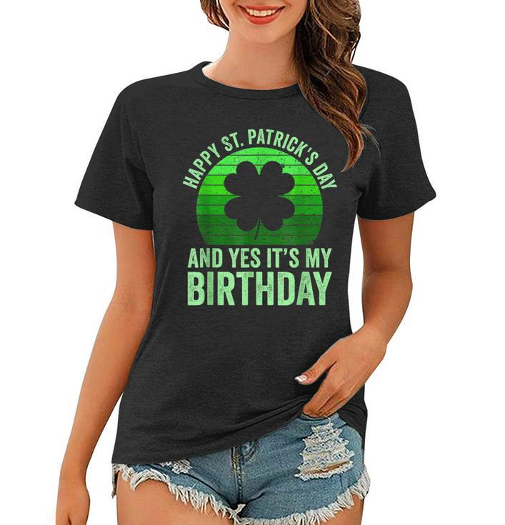 Funny St Patricks Day Birthday Lucky Shamrock Vintage Sunset  Women T-shirt