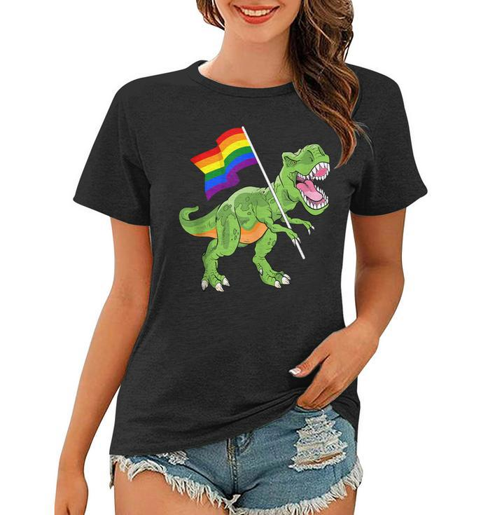 Funny T Rex Rainbow Flag Gay Lesbian Lgbt Pride Women Men  Women T-shirt
