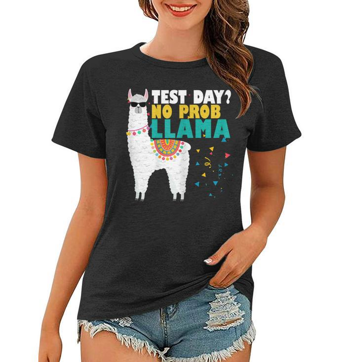 Funny Test Day Llama Teacher Exam Testing T Shirts Teaching Women T-shirt