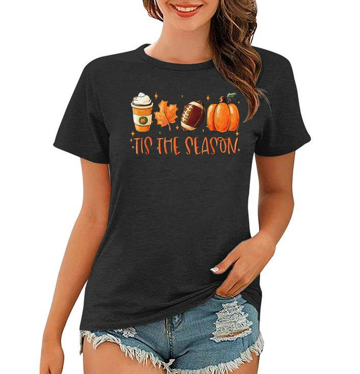 Gifts Tis The Season Pumpkin Leaf Latte Fall Thanksgiving  Women T-shirt