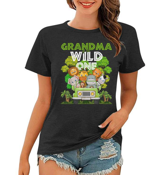 Grandma Of The Wild One Zoo Truck Birthday Safari Jungle  Women T-shirt
