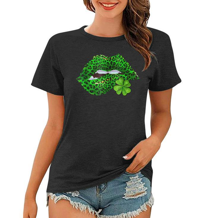 Green Lips Sexy Irish Leopard Shamrock St Patricks Day  V3 Women T-shirt