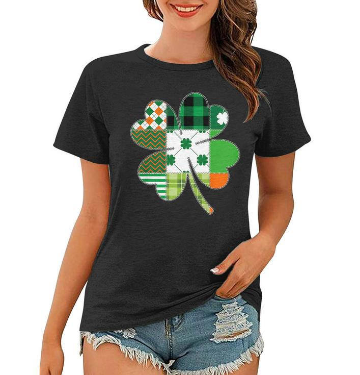 Green Plaid St Patricks Day Shirt Girls Shamrock Womens  Women T-shirt