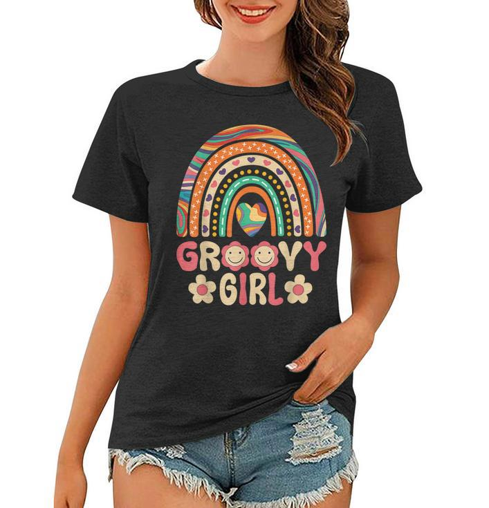 Groovy Girl 60S Theme Costume Cute 70S Outfit Rainbow Hippie  Women T-shirt