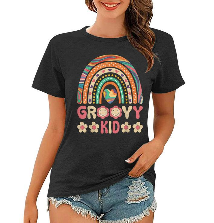 Groovy Kid 60S Theme Costume 70S Style Outfit Rainbow Hippie  Women T-shirt