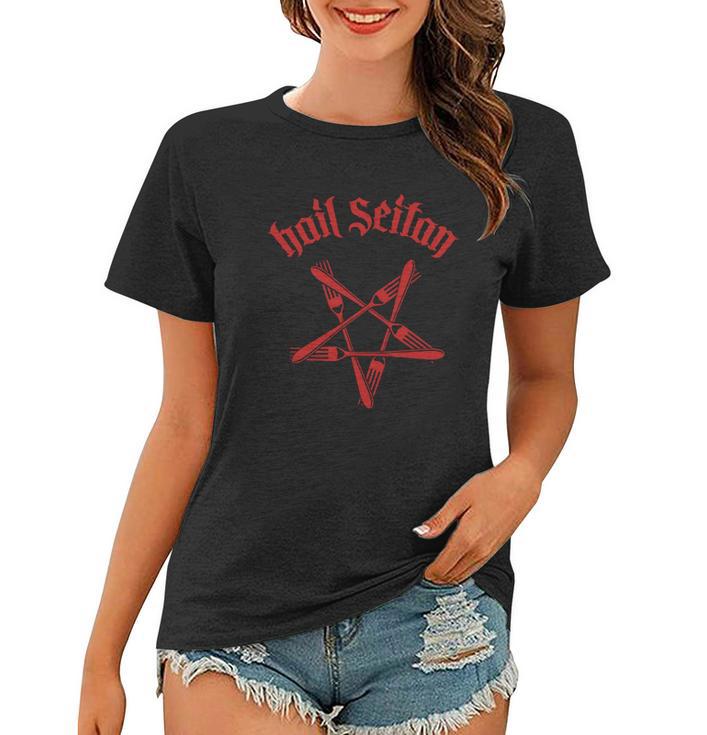 Hail Seitan Women's T-Shirt - Vegan Funny Graphic Tee, Premium Cotton Regular Fit - View #6