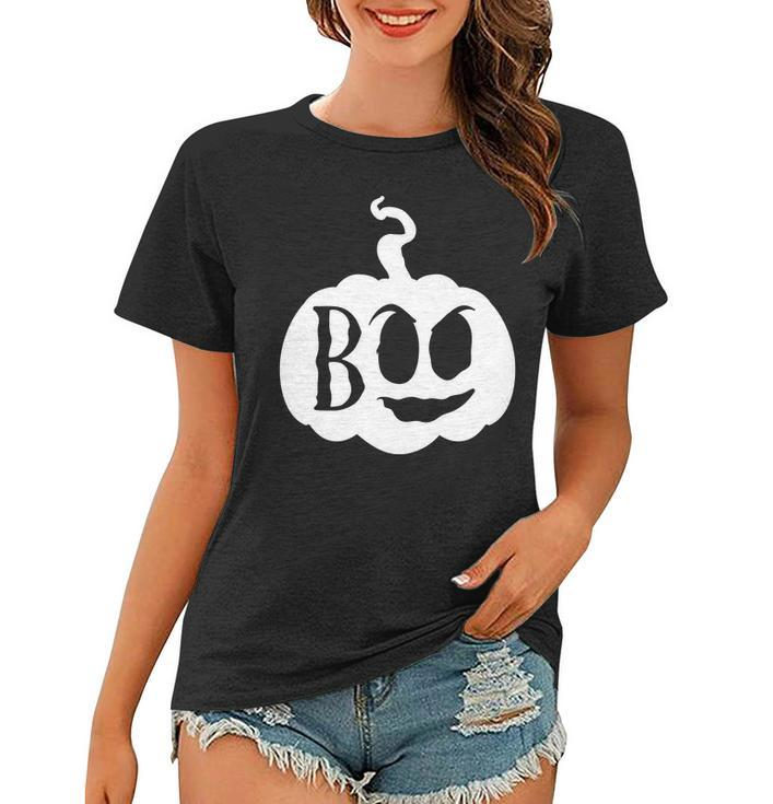 Halloween Boo - Pumpkin White Custom Men Women T-Shirt Graphic Print Casual Unisex Tee Women T-shirt