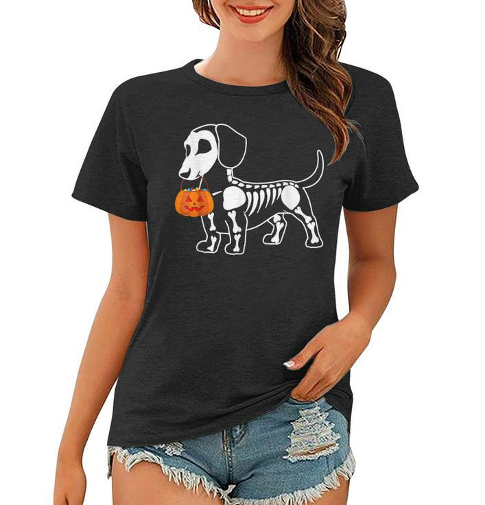 Halloween Dachshund Skeleton Weenie Wiener Sausage Dog  Women T-shirt