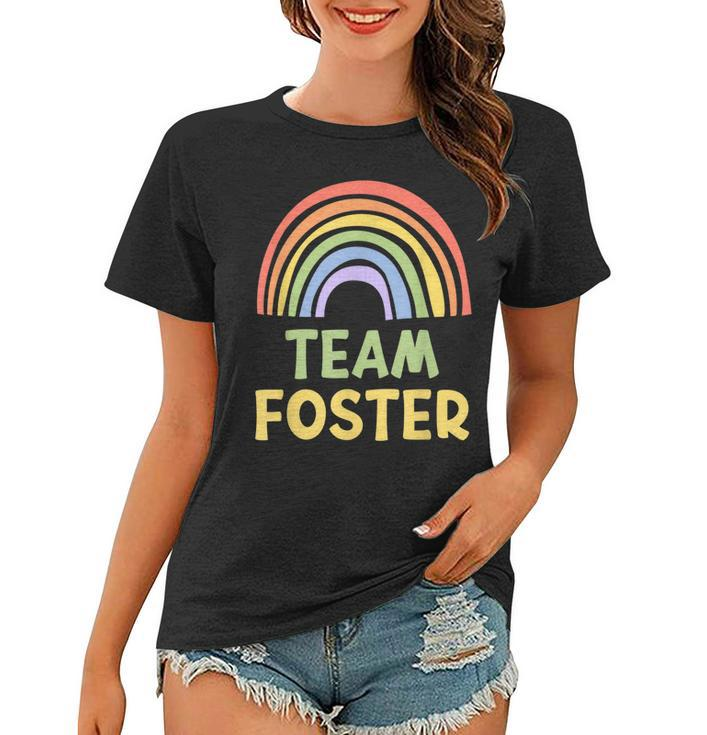 Happy Colorful Team Foster Rainbow Pride Green Yellow  Women T-shirt