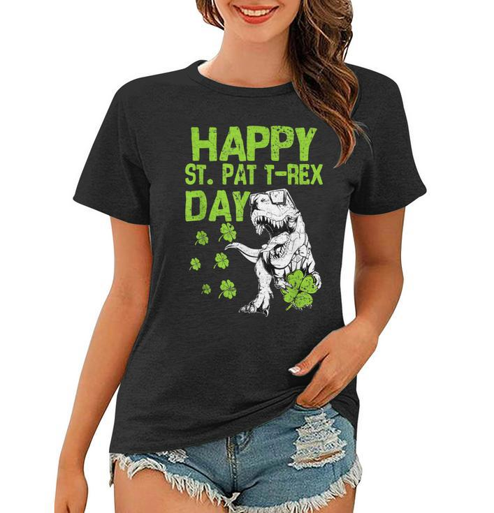 Happy St Pat T Rex Day Saint Shenanigan Clover Irishman  Women T-shirt