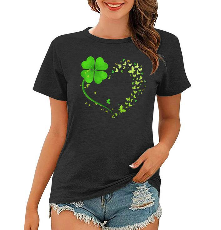 Heart Shamrock Butterfly Happy St Patricks Day Gifts  Women T-shirt