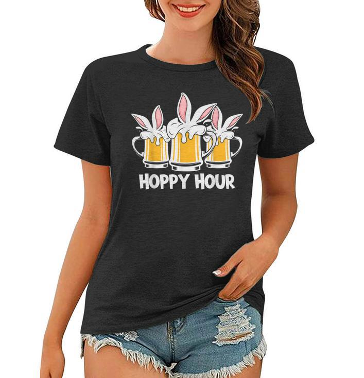 Hoppy Hour Funny Easter Beer Pints Bunny Ears Drinking Gift  Women T-shirt