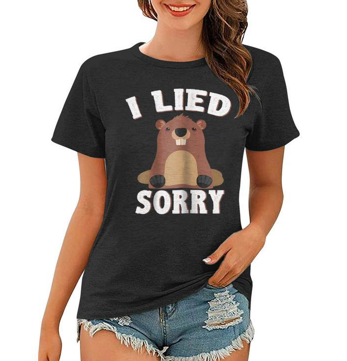 I Lied Sorry Funny Groundhog Day  Brown Pig Gift V2 Women T-shirt