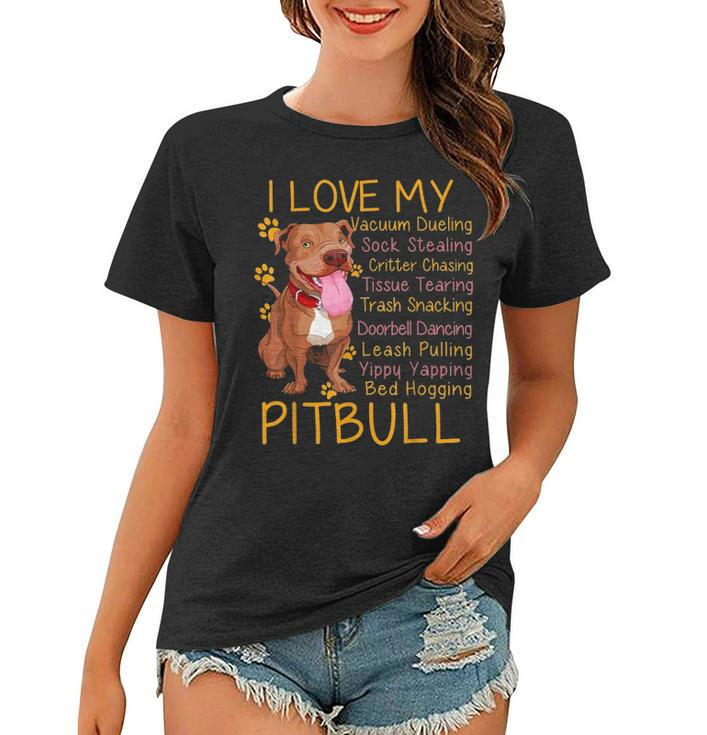 I Love My Pitbull Pittie Mom Dad Youth Gifts Funny Pit Bull Women T-shirt