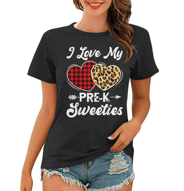 I Love My Pre-K Sweeties Hearts Valentines Day Teacher Gift  Women T-shirt