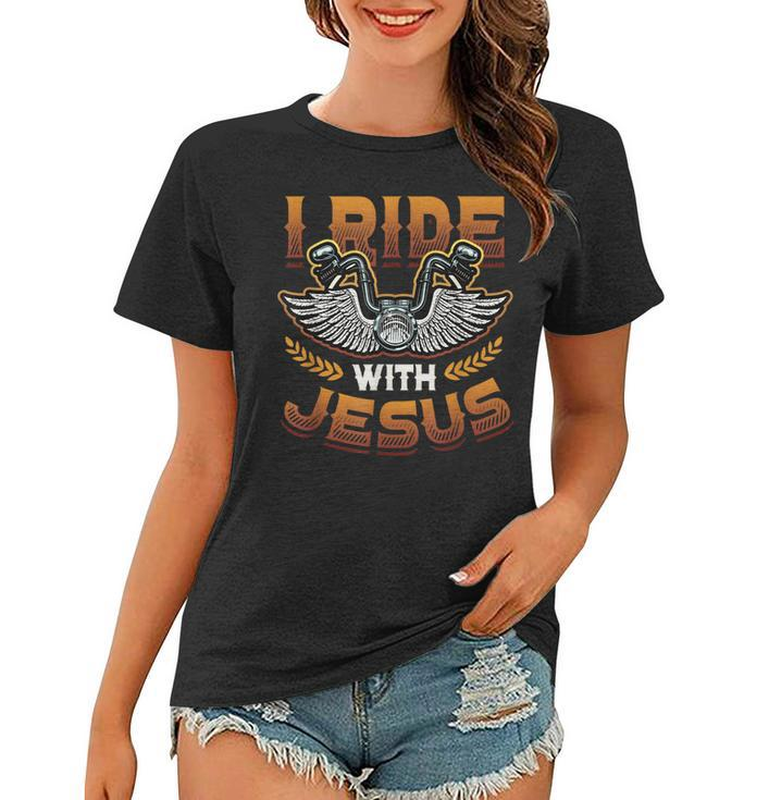 I Ride With Jesus Motorcycle Biker Christian Women T-shirt