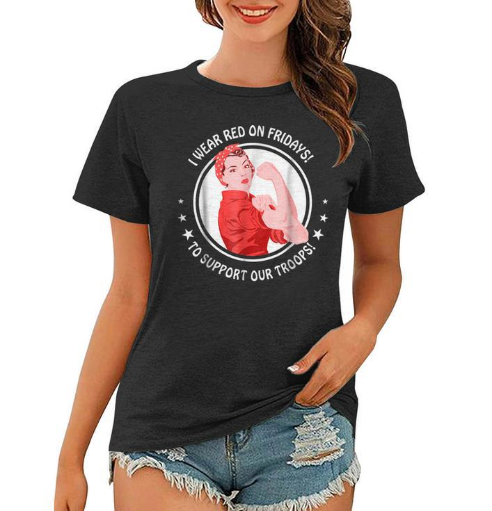 I Wear Red On Fridays T Shirt For Military Women Mom Wife Women T-shirt
