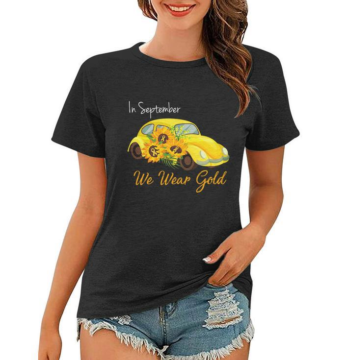 In September We Wear Gold Sunflower Vintage Car Women T-shirt