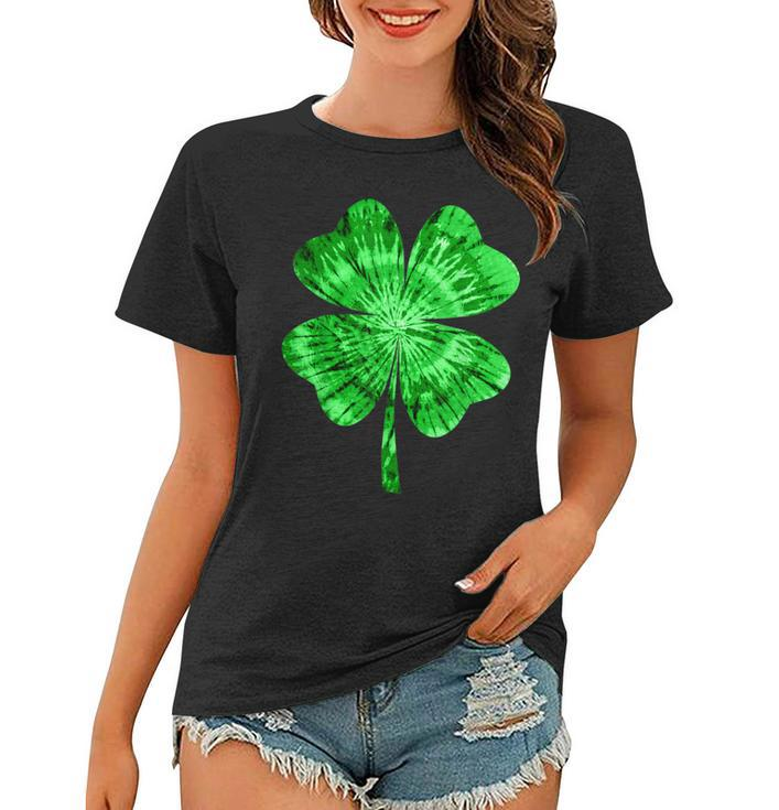 Irish Shamrock Tie Dye Happy St Patricks Day Go Lucky Gifts  Women T-shirt
