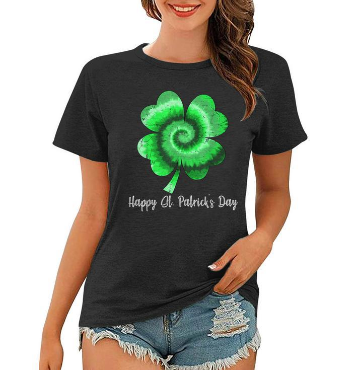 Irish Shamrock Tie Dye Happy St Patricks Day Go Lucky  Women T-shirt