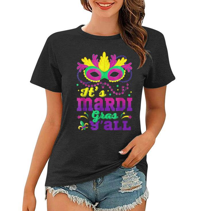 Its Mardi Gras Yall Masquerade Jester Hat Mardi Beads  Women T-shirt