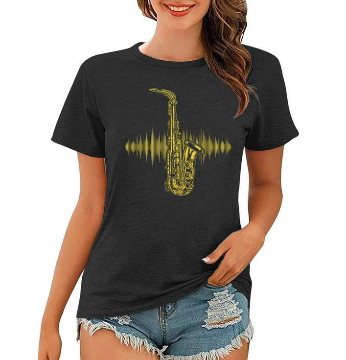 Jazz Music Saxophone Player Funny Saxophone Marching Band Women T-shirt
