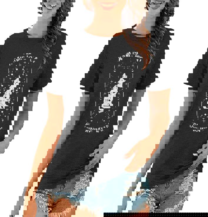 Karma Is Cat Music Funny Celestial Pet Girls Boys Kids Youth  Women T-shirt