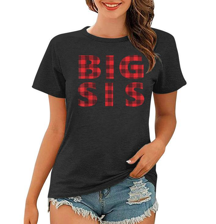 Kids Big Sis Plaid Tartan Red Buffalo Gifts Girls New Sister Women T-shirt